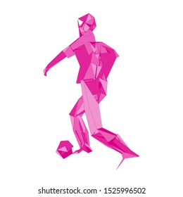 Soccer player kicking ball. Vector illustration