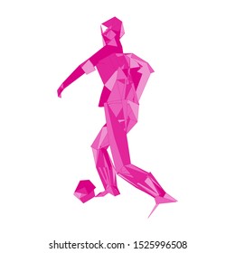 Soccer player kicking ball. Vector illustration