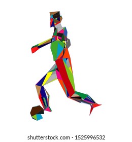 Soccer player kicking ball. Vector illustration