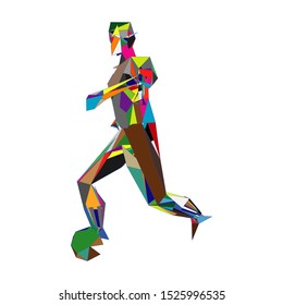 Soccer player kicking ball. Vector illustration