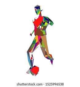 Soccer player kicking ball. Vector illustration
