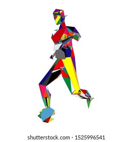 Soccer player kicking ball. Vector illustration