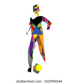 Soccer player kicking ball. Vector illustration