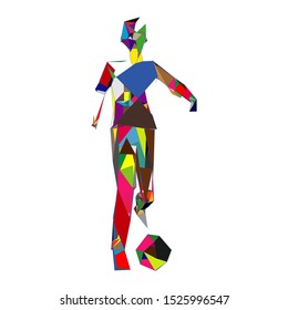 Soccer player kicking ball. Vector illustration