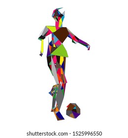 Soccer player kicking ball. Vector illustration