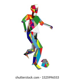 Soccer player kicking ball. Vector illustration