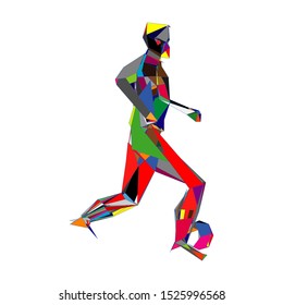 Soccer player kicking ball. Vector illustration