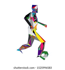 Soccer player kicking ball. Vector illustration