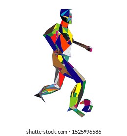 Soccer player kicking ball. Vector illustration
