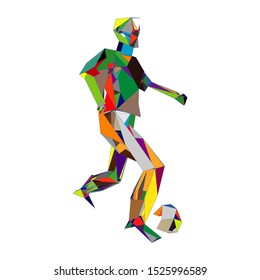 Soccer player kicking ball. Vector illustration