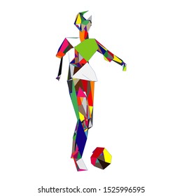 Soccer player kicking ball. Vector illustration