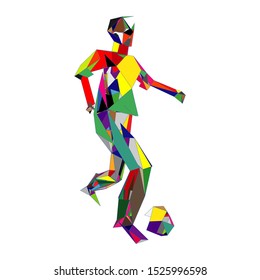 Soccer player kicking ball. Vector illustration