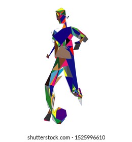 Soccer player kicking ball. Vector illustration