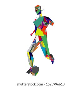 Soccer player kicking ball. Vector illustration