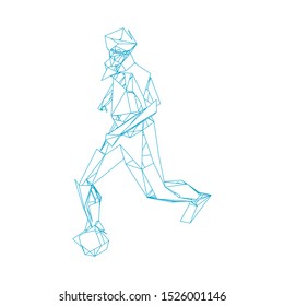 Soccer player kicking ball. Vector illustration