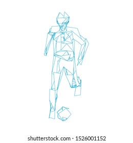 Soccer player kicking ball. Vector illustration