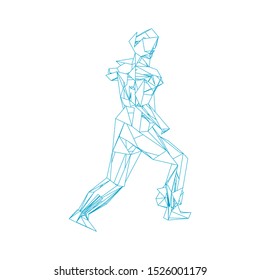 Soccer player kicking ball. Vector illustration