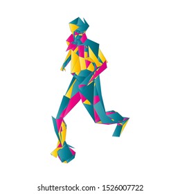 Soccer player kicking ball. Vector illustration