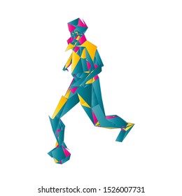 Soccer player kicking ball. Vector illustration