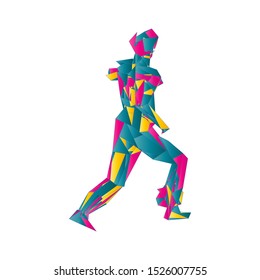 Soccer player kicking ball. Vector illustration
