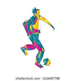 Soccer player kicking ball. Vector illustration