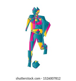 Soccer player kicking ball. Vector illustration