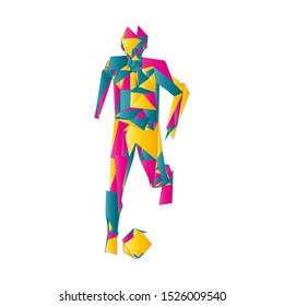 Soccer player kicking ball. Vector illustration