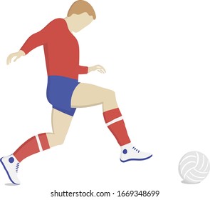 Fußballspieler, der den Ball kickt. Vektorillustration