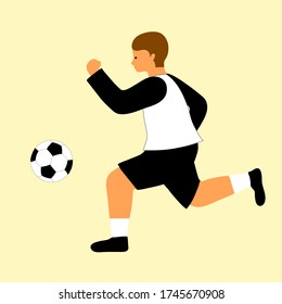 Soccer player kicking the ball. Vector illustration. 