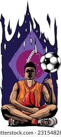 Soccer Player Kicking Ball Vector. Football Player Vector Illustration