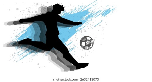 Jogador de futebol chutando bola. Vetor eps 10