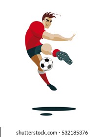 Soccer Player Kicking Ball Vector Illustration