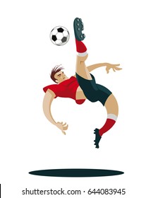 Soccer Player Kicking Ball. Vector Illustration