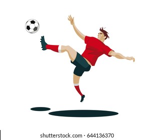 Soccer Player Kicking Ball. Vector Illustration