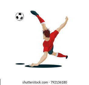 Soccer Player Kicking Ball. Vector Illustration