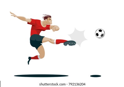 Soccer Player Kicking Ball. Vector Illustration