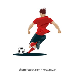 Soccer Player Kicking Ball. Vector Illustration