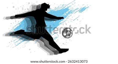 Soccer player kicking ball. Vector eps 10