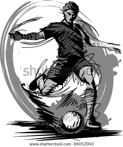 Soccer Player Kicking Ball Vector Illustration
