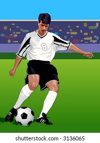 Soccer Player kicking during a game - VECTOR