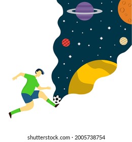 un jugador de fútbol patea una pelota al cielo