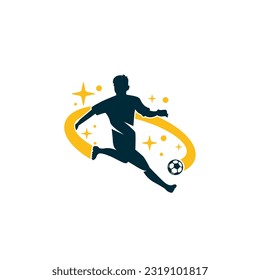 Soccer player kicks the ball. letter s logo Vector illustration