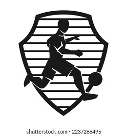 Soccer player kicks the ball Logo Template Icon Illustration Brand Identity