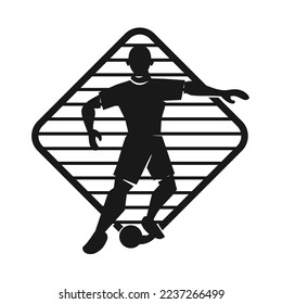 Soccer player kicks the ball Logo Template Icon Illustration Brand Identity