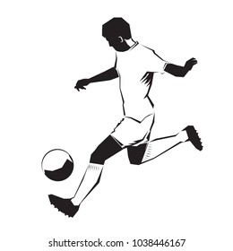 Soccer player kicks the ball. Vector illustration