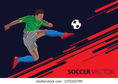 Soccer Player kicks the ball. Vector illustration. EPS 10.