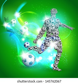 Soccer player kicks the ball, Vector illustration