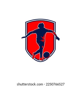 Soccer player kicks the ball. vector illustration