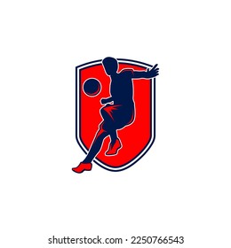 Soccer player kicks the ball. vector illustration
