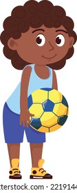 Soccer player kid. child with football ball